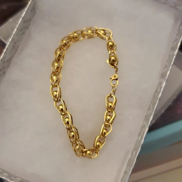 Vintage MONET signed Caged Bead Gold Tone Chain Bracelet - Picture 7 of 7